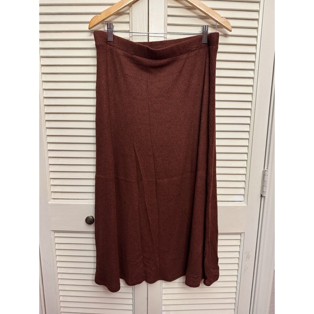 Bobeau Straight Fitted Rib Sweater Midi Skirt SIZE L NWOT
